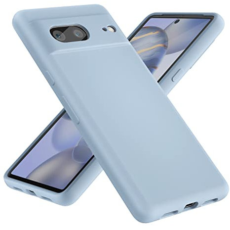 OHLIGIA Google Pixel 7 Liquid Silicone Case Slim Protective 3 Layer Shockproof Phone Cover (6.3 Inches) with Anti-Scratch Soft Microfiber Lining for Pixel 7 (2022) (Light Blue)