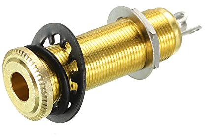 sourcing map E-Gitarre Bass 1/4 Stereo Mono Klinkenbuchse Eingang Ausgang Zylinder Gold