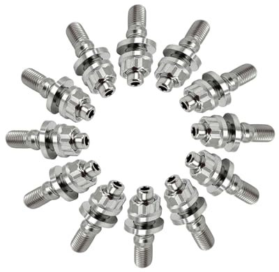 RISON-Titanium Lot de 12 Ensembles de Boulons de Goujon de Collecteur d'échappement en Titane GR5, Kit de Goujons avec Contre-Écrou de Bride Collecteurs d'échappement, Pièces de Voiture Automobiles