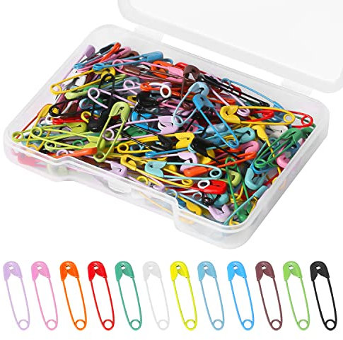 120 Stück Sicherheitsnadeln mit Durchsichtiger Hülle, 19mm Sortiert Sicherheitsnadeln Bunt Klein Nadel Vernickelt Edelstahl Safety Pins für Kleidung Nähen Basteln Schmuck-DIY