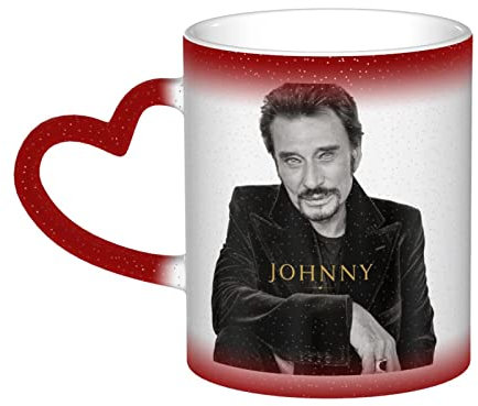 Oudrspo Johnny Leo Smet Hallyday Tasses à café pour homme femme, tasse à thé en céramique à changement de couleur, cadeau de vacances, tasse à changement de couleur dans le ciel
