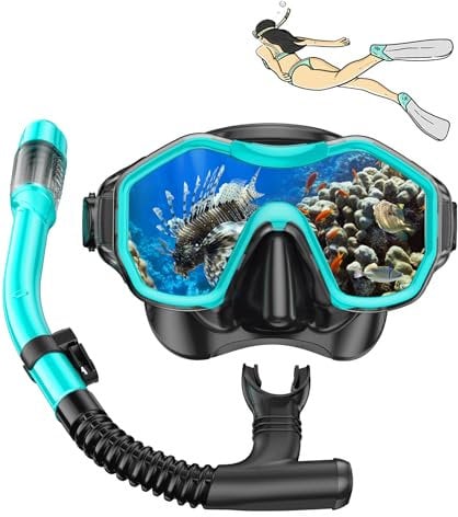 iParaAiluRy Schnorchelset Erwachsene Taucherbrille Erwachsene mit Anti-Fog Weitwinkelsichtmaske, Taucherbrille mit Schnorchel Schnorchelmaske Erwachsene für Schnorcheln Schwimmen und Tauchen