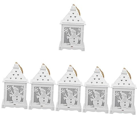 OSALADI 12 Stück Nachtlicht Kinder Laterne Schreibtisch Geschenke Holz Kleiderständer Weihnachten Hütte Holzlampe LED Dorfgebäude Kleines Nachtlicht Holzbehänge Dekor Weihnachten