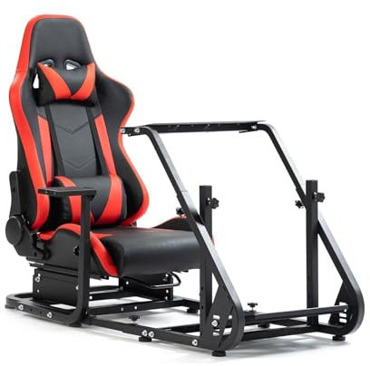 Dardoo Racing Simulator Cockpit mit rotem Sitz Racing Lenkrad Ständer Passend für Logitech G920 G923, Thrustmaster, Fanatec Kompatibel mit Playstation 4, Lenkrad und Pedale Nicht inbegriffen