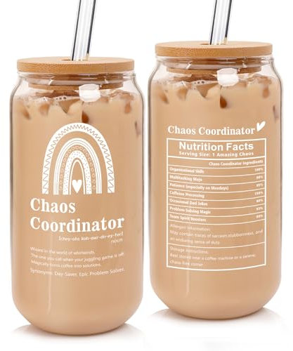ANOTION Chaos Coordinator Borosilikatglas, 530 ml, Geschenk für Mitarbeiter, Kollegen, Lehrer, Krankenschwester, Chef, lustiges Geschenk zum Ruhestand für Frauen und Männer