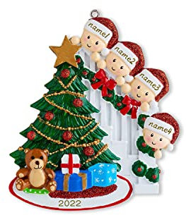 Kaululu Adornos Arbol Navidad Personalizado con Nombres Navidad Decoración 2025 Casa Colgante de Madera (Estilo 2, Nombre 4)