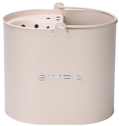 simpa 14L 14 Litre Stylish Metal Mop Buckets with Matt Cream Colour Finish.