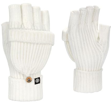 Fulidngzg Warme Handschuhe Damen Finger Klappbar mit Fingerkappe Winterhandschuhe Damenhandschuhe Thermo Ohne Halbfinger Winter Teenager Mädchen Fingerlose