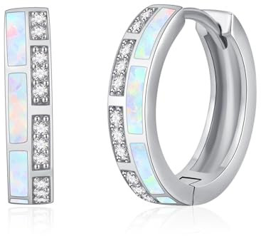 Creolen für Damen 925 Sterling Silber hypoallergener Opal Huggie Creolen Schmuck