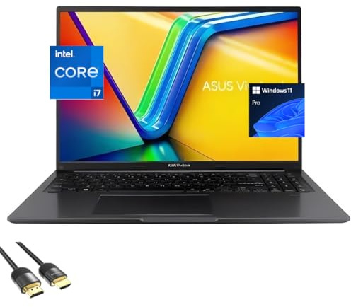ASUS Ordinateur portable Vivobook 16, écran micro-Edge WUXGA de 16, 12e génération, Intel 10 cœurs i7-1255U (jusqu'à 4,7 GHz), 24 Go de RAM, SSD NVMe 1 To, webcam, Lay-Flat, clavier, HDMI, USB-C, PDG