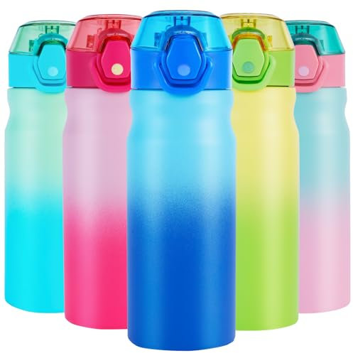 SUPPRUI 550ml Insulated Straw Bottle - Double Walled Stainless Steel Flask, Leakproof for Hot and Cold Drinks (Blue)
