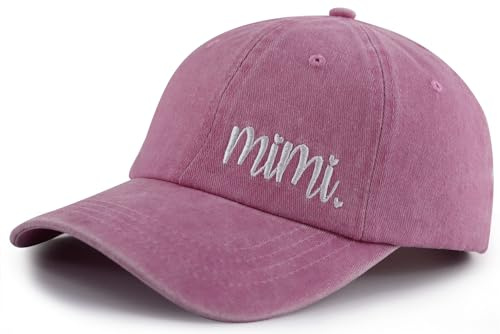 Lustiger Mimi-Hut für Oma, verstellbar, bestickt, Baumwolle, beste Großmutter-Geschenke, Baseballkappe, Mimi bestickt, Rosa, Einheitsgröße
