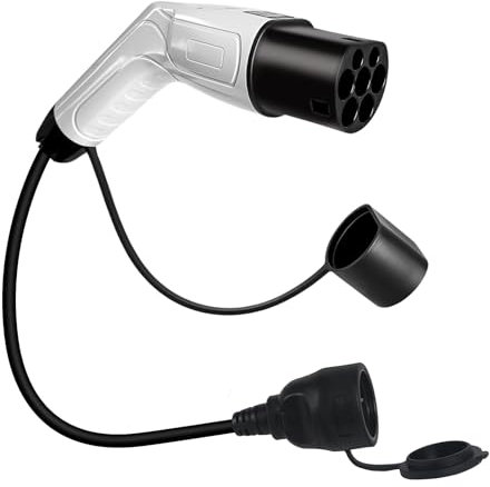 Yinaolan Adattatore da Caricabatterie per Auto elettriche di Tipo 2 a Schuko, 16 A/3,5 kW, IEC 62196 Spina Laterale di Ricarica EV di Tipo 2 a Presa Schuko con Scatola in Pelle di Mucca