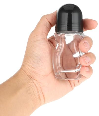 YUXIANLB Glass Empty Roller Bottle with Plastic Deodorant Roller Ball Container, Leak Proof Massage Roll On Bottle with Cap for Essential Oils Perfume Cosmetics (30ML)