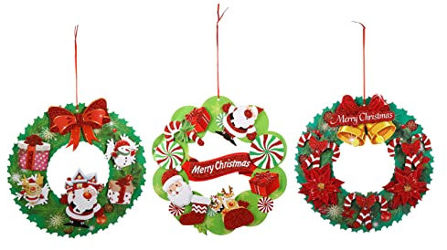 RORPOIR 3 Stück Hängendes Weihnachtskranzset aus Karton für Weihnachtsdekorationen im Stil von Festkränzen