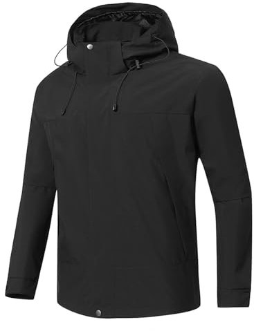 AEGJEGVD 3 In 1 Jackets Men Waterproof Jackets Long Sleeve Hooded Pockets Zipper Coats Outdoor Windproof Warm Softshell Jackets Fall Winter Comforty Raincoats Casual Climbing Outwear S-3XL Clearance