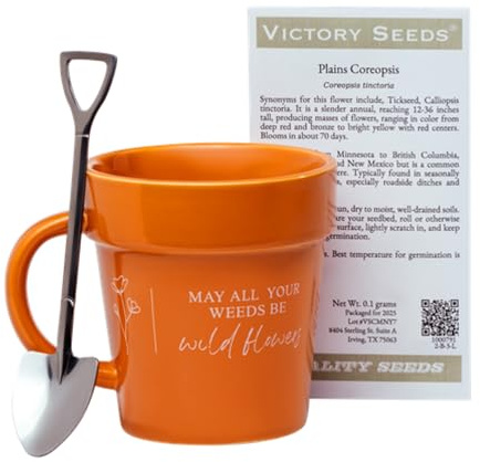 Sensible Goods Gift for Gardeners - Handcrafted Terra Cotta Coffee Mug with Spoon & Seed Packet | Gardening Gift for Women, Parents & Grandparents | Plant Pot Mug, Microwave & Dishwasher Safe
