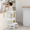 COSYLAND Torre Montessoriana Bambini – Torretta Montessoriana 2 in 1 Multifunzione, Sicura e Antiscivolo, Trasformabile in Scaletta per Cucina e Bagno, da 18 Mesi(Bianco)