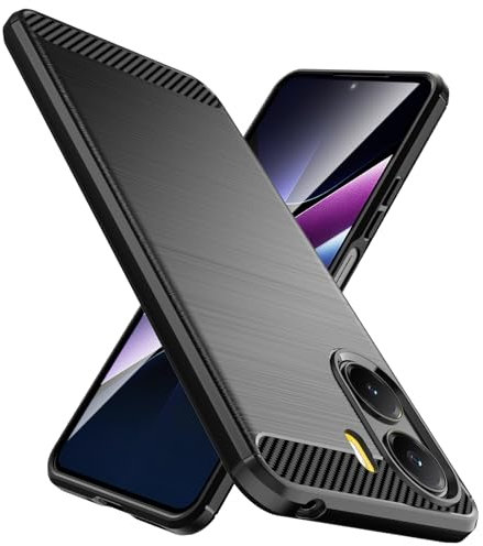 Natbok für Xiaomi Poco X7 Pro 5G Hülle, Weiches TPU Stoßdämpfung Handyhülle für Poco X7 Pro Case, Kohlefaser Design Dünne SchutzHülle, Anti-Rutsch, Kratzfeste Poco X7 Pro 5G Hülle,Schwarz