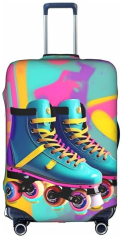 YHBLYKXP Retro Colorful Roller Skates stampa Trolley caso copertura protettiva, moda valigia Protector Fits, cerniera nascosta, bianco, X-Large