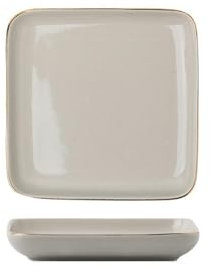 Vajilla de cerámica con bordes dorados, cuencos de comedor domésticos, platos y vajilla, plato cuadrado gris claro de 5.5 pulgadas