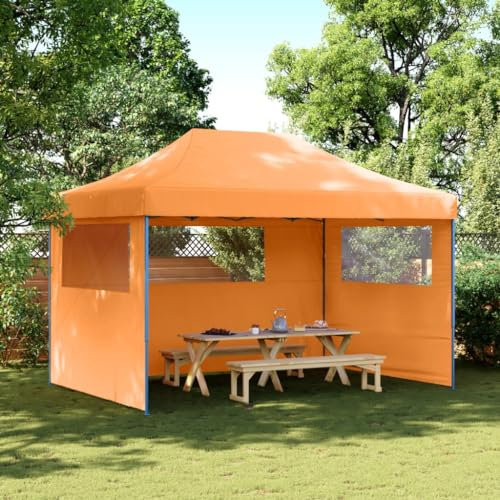 Myheimly Profi Partyzelt Faltbar Wasserbeständig Gartenpavillon Pavillon Festzelt Gartenzelt Bierzelt Faltpavillon Garten orange,mit 3 Seitenwänden