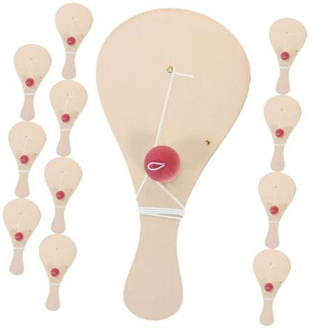 Toddmomy 12stücke Holzpaddelball-set Mit Schnurball Diy-malspielzeug Für Junge Mädchen Leere Paddel Zum Bemalen Tragbares Spielzeug Für Innen Und Außenspiele Bastelmaterial Für Persönliche