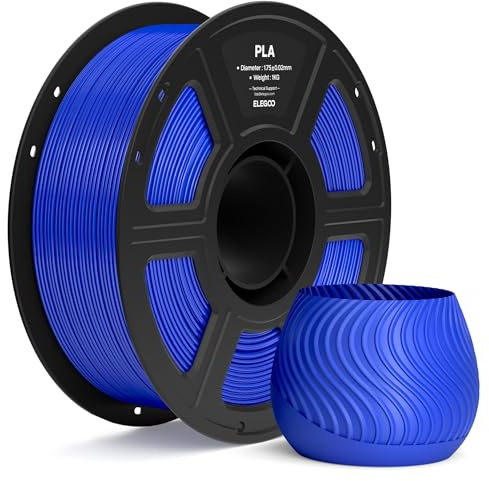 ELEGOO PLA Filament 1,75mm Dunkelblau 1KG, 3D Drucker Filament PLA | Maßgenauigkeit +/- 0,02mm, 1kg Kunststoffspule (2.2lbs), Sauber Gewickelte, Vakuumverpackung für Meisten FDM 3D Drucker