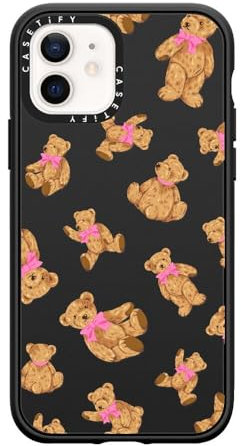 CASETiFY Impact Case for iPhone 12 / iPhone 12 Pro [4X Military Grade Drop Tested / 8.2ft Drop Protection/Compatible with Magsafe] - Beary Sweet - Clear Black