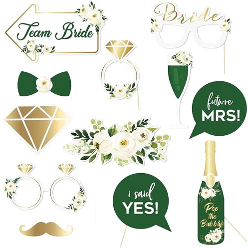 Tourima 12 Stück JGA Deko Grün Bride to Be, JGA Deko Frauen Girlande für Tischdeko JGA Frauen, Junggesellenabschied Frauen Deko, Bride to Be Deko Junggesellinnenabschied Frauen, Team Braut