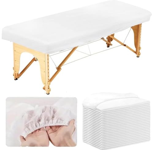 30pcs Einweg Spannlaken Massageliegen Bettlaken,90x215cm Einweg Spannbezug Massage-Spa-Bettlaken mit elastischer, weiche Vliesstoff-Massagetisch-Bettlaken-Schutzbettdecken für Schönheitssalon, Hotels