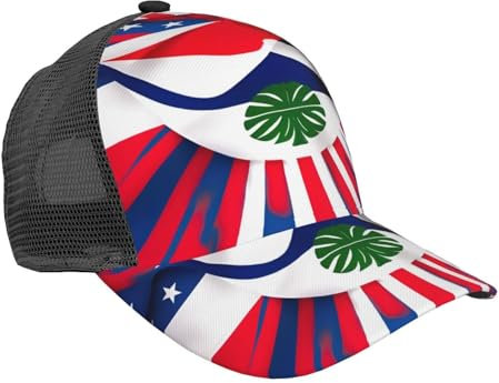 Sommer-Truckermütze, Motiv: Costa Rica-Flagge, Netzstoff, verstellbar, Snapback-Hut, trendig, modisch, Baseballkappe, ideales Geschenk, Schwarz, Einheitsgröße