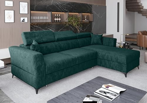 AXLIVING Ecksofa klein mit Schlaffunktion Bettkasten Ribella 265 cm türkis L-Form Rechts