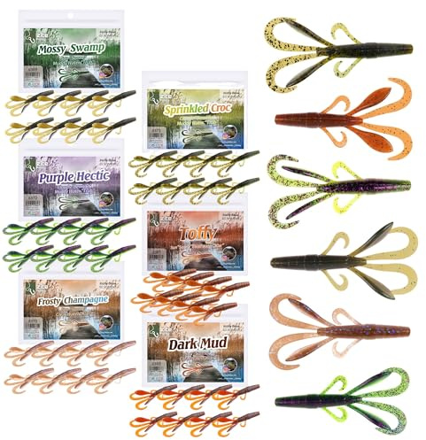 Zite Fishing Inzite Braw Set | 48 Gummikrebse in 6 Farben | 10,5 cm Creature Bait Krebsimitat | Für Barsch Zander Hecht | Softbait Set für Texas Carolina Cheburashka Jig