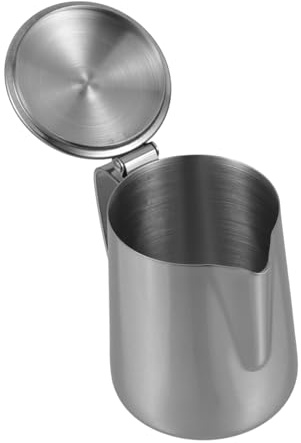 TIDTALEO Milchkännchen Edelstahl 350 ml mit Deckel Langlebig Dickwandig für Barista Latte Art und Milchschaumzubereitung