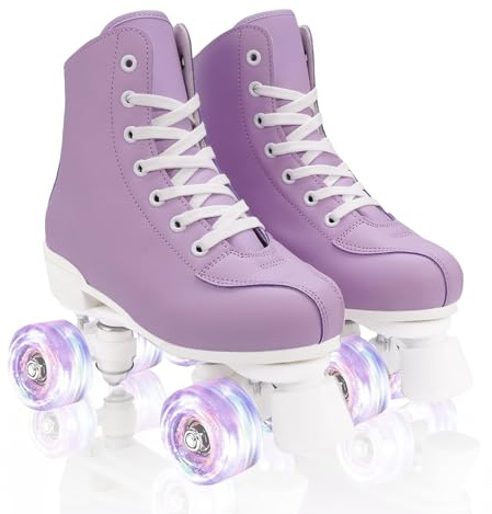jessie Rollschuhe für Damen, Mädchen, Erwachsene, PU-Leder, leuchtende Räder, Rollschuh für Anfänger, Profis, drinnen und draußen