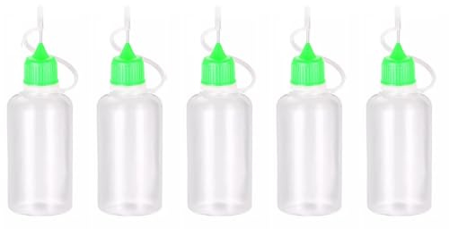 Wizard Vapes 5 x Empty Plastic Squeezable Liquid Dropper Filling Bottles E-Juice Quiling Oil Needle Tip LDPE (Green, 30ml)