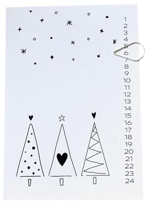Adventskalender - Adventskalender to go - 24 Tage - Adventskalender Geschenk personalisiert - Postkarte aufstellen - Advent Schreibtisch - Tannenbäume