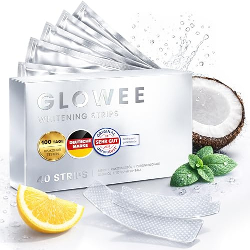 Schonende Zahnaufhellung Whitening Strips - (40 Stripes) Bleaching Zähne frei von Peroxid für strahlendes Lächeln - schonend Zähn Aufhellung - teeth whitening strips zahnbleaching 20 Anwendungen