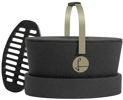 LIEBLINGSKORB Original black champagner - inkl. Deckel, Einlegeboden und Transportring - ultraleichter, kippsicherer & formstabiler Einkaufskorb - Made in Germany - thermoisolierend & abwaschbar