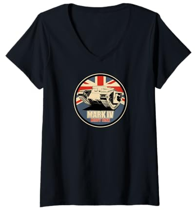 Damen British Mark IV Tank T-Shirt mit V-Ausschnitt