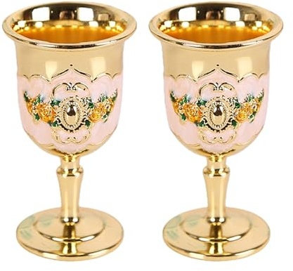 Nucelit 2 calici eleganti calici in metallo incisi per vino, cocktail e decorazioni per la casa a tema medievale