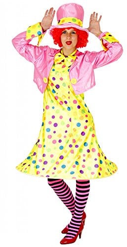 Foxxeo 40142 | Clownkostüm für Damen | Größe S, M, L, XL, XXL und XXXL | Set Bestehend aus Kleid, Jacke, Hut, Strumpfhose, Fliege |Clown Kostüm Frauen Clownfrau Lady Karneval Damenkostüm, Größe:XL