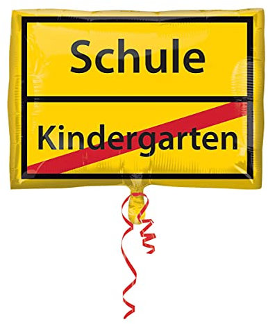 Amscan 3582801 - Folienballon Junior Shape Schulanfang-Schild, Größe 43 x 30 cm, Heliumballon
