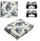 Morbuy PS4 Pro Skin Vinyl Autocollant Sticker Decal pour Playstation 4 Pro Console and 2 Dualshock Manette Set (Grey-White Camo)