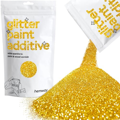 Hemway Glitter Paint Additive - Gold | 100g Metallic Flakes for Adding Sparkle to Paints & Wood Varnish | Add to Emulsion, Acrylic & Latex for Indoor Sparkly Walls