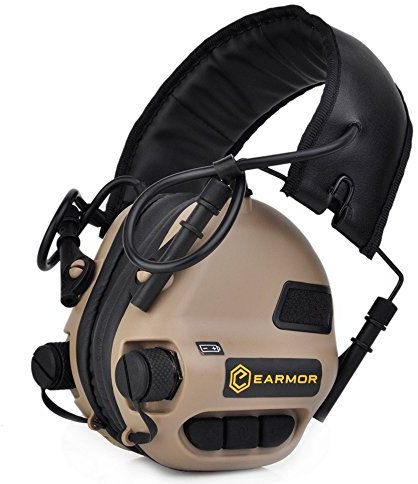 OPSMEN Electronic Hearing Protection Auricolare paraorecchie con ingresso AUX serie M31 sopprime i dannosi rumore Gunshot amplificando suoni di basso livello (marrone)