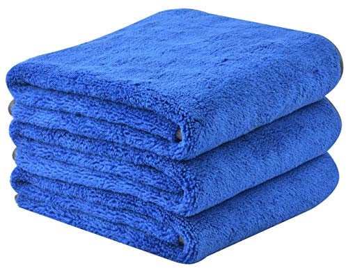 HIDMD Microfibre Car Drying Towels Absorbent Large Car Cleaning Cloths Plush Thick Washing Auto Detailing 380gsm 40CM x 60CM 3 Pack Blue