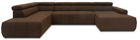 DOMO. collection Sofa Brandon, Wohnlandschaft mit Rückenfunktion und Sitztiefenverstellung in U-Form, Polstergarnitur 359 x 228 x 80 cm (BxTxH), dunkelbraun