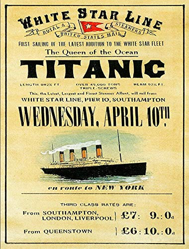 Wanddekoration, Vintage-Stil, Titanic, inspiriert vom Film 1912, Schiff, Atlantik, weißer Stern, Männerhöhle, Kneipe, Schuppen, Bar, Geschenk, Aluminium, Metall